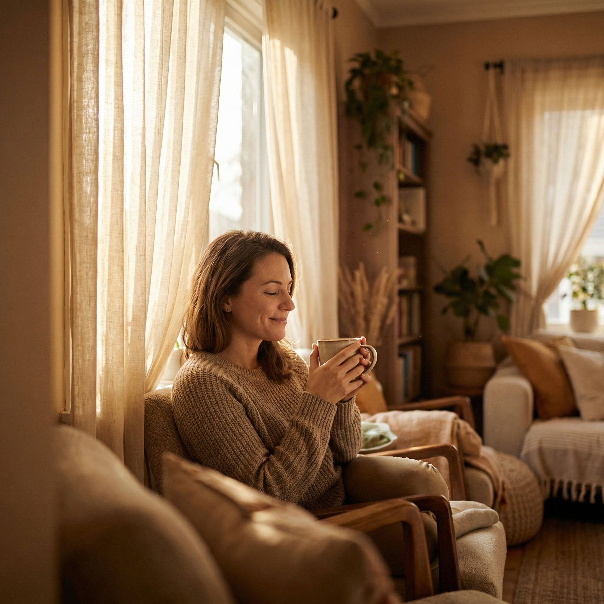 Person in a moment of peaceful reflection